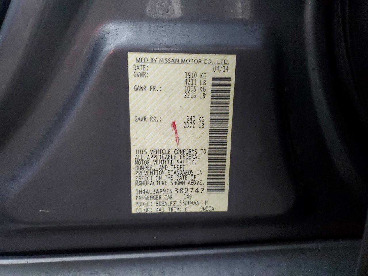 2014 NISSAN ALTIMA 2.5 photo 12