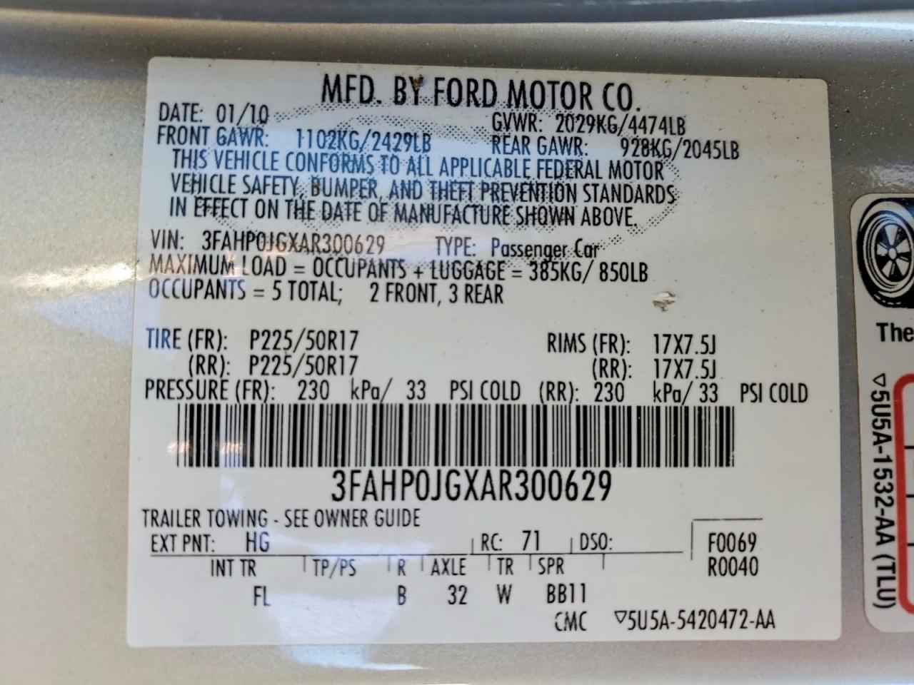 2010 FORD FUSION SEL photo 12