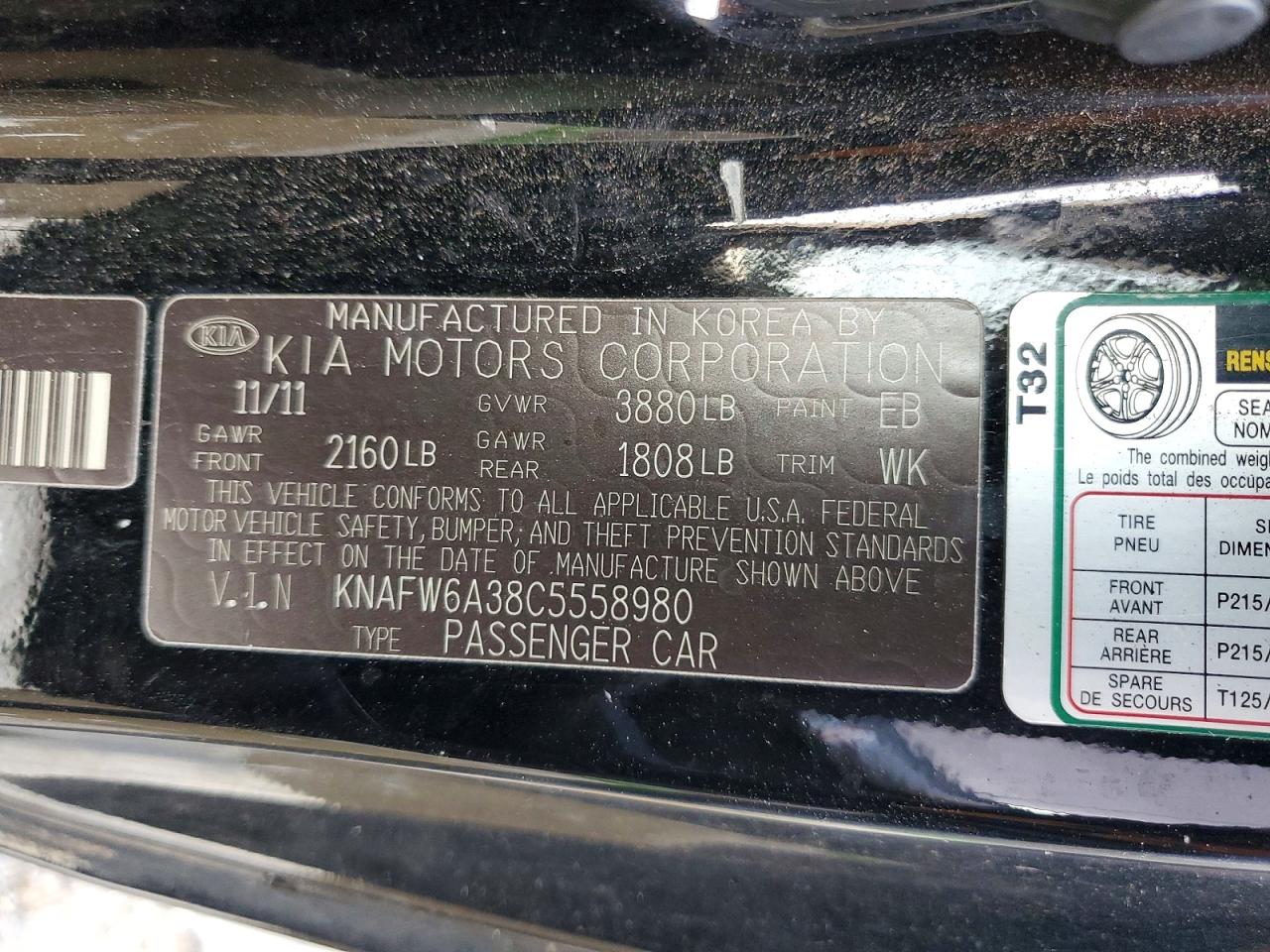 2012 KIA FORTE SX photo 12