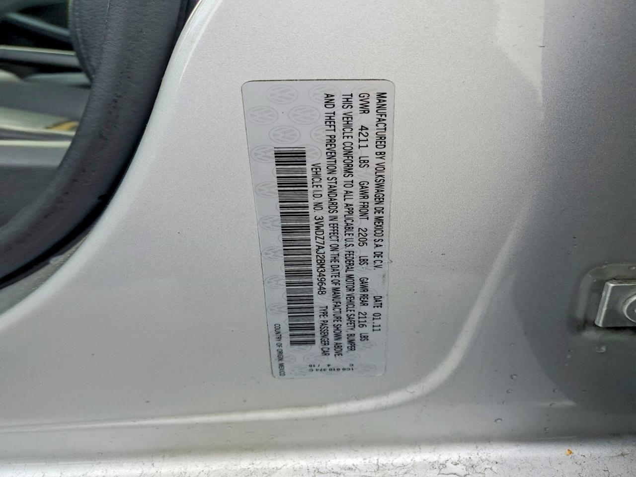 2011 VOLKSWAGEN JETTA SE photo 12