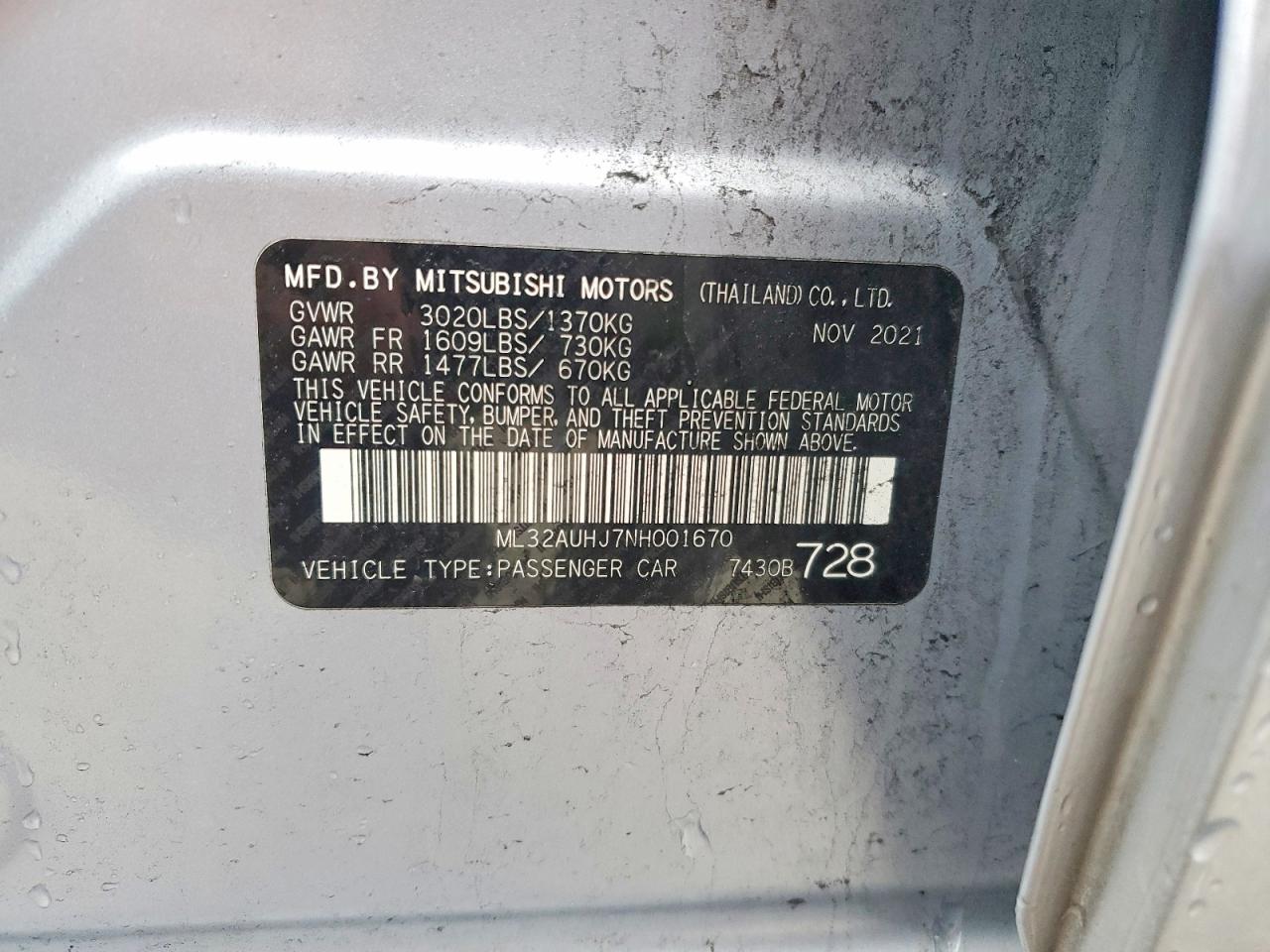 2022 MITSUBISHI MIRAGE ES photo 14