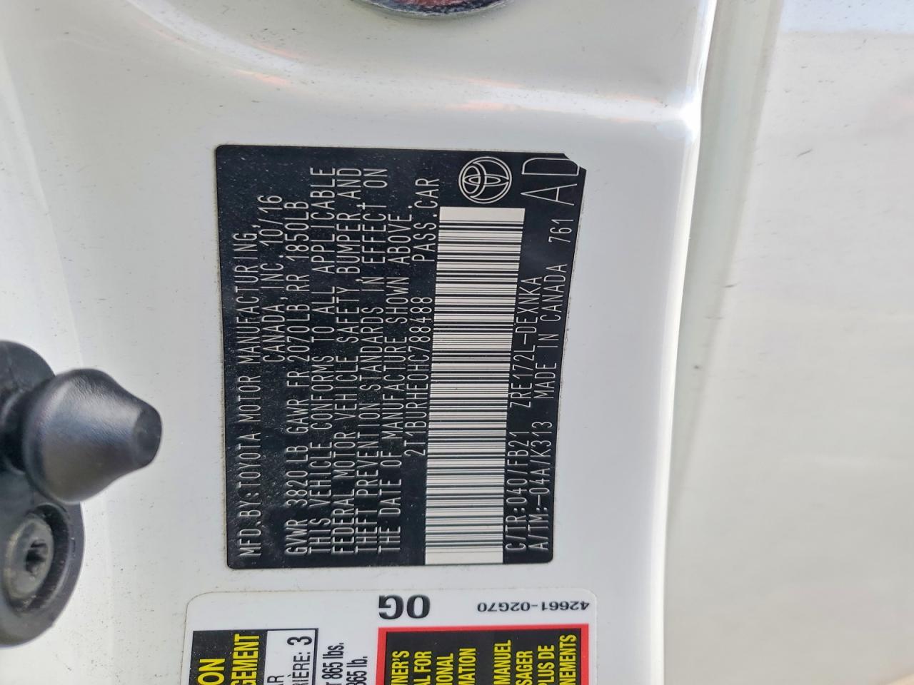 2017 TOYOTA COROLLA L photo 13