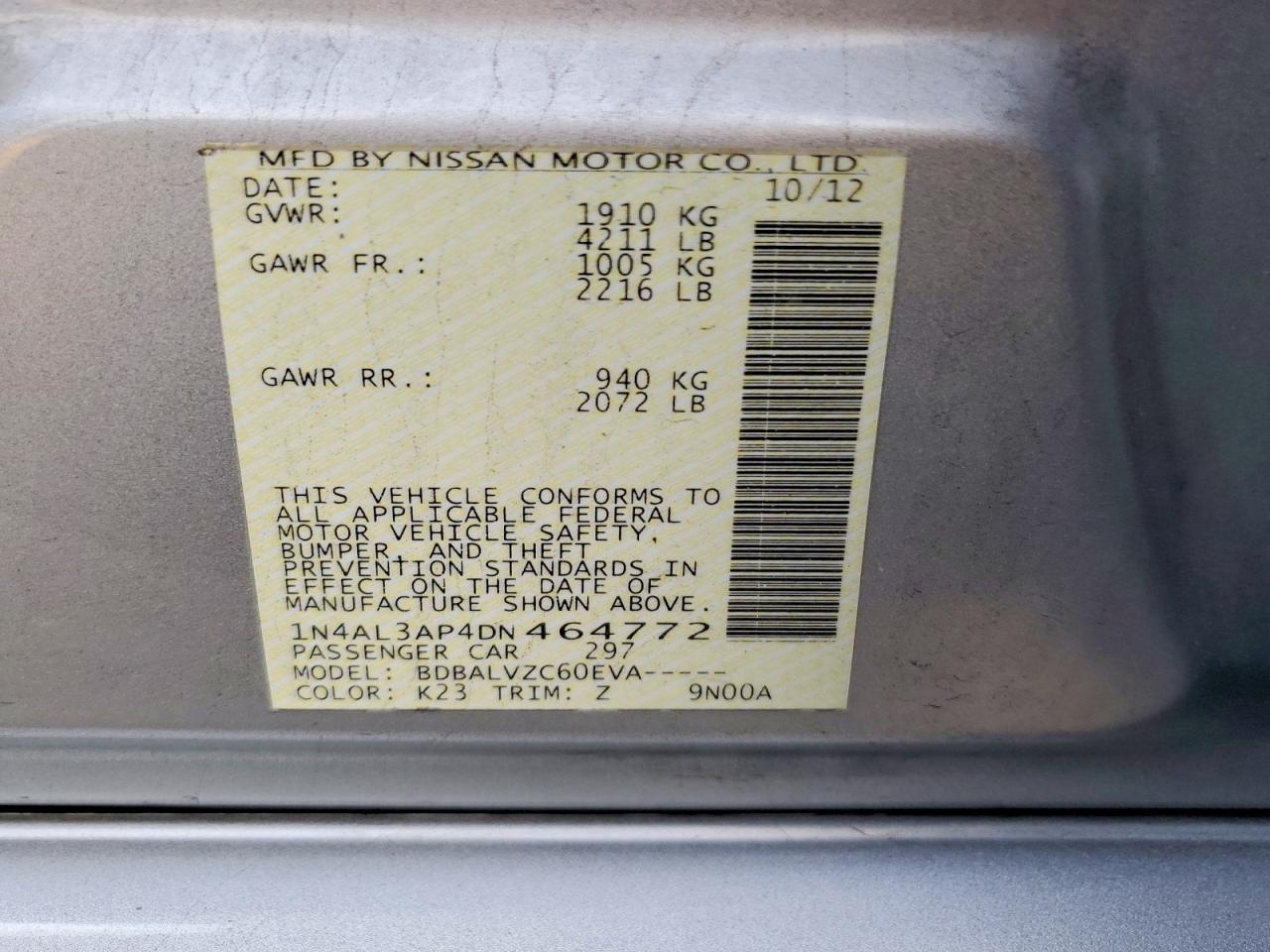 2013 NISSAN ALTIMA 2.5 photo 13