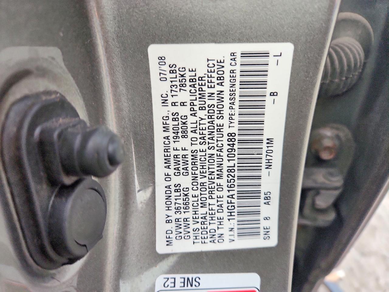 2008 HONDA CIVIC LX photo 12