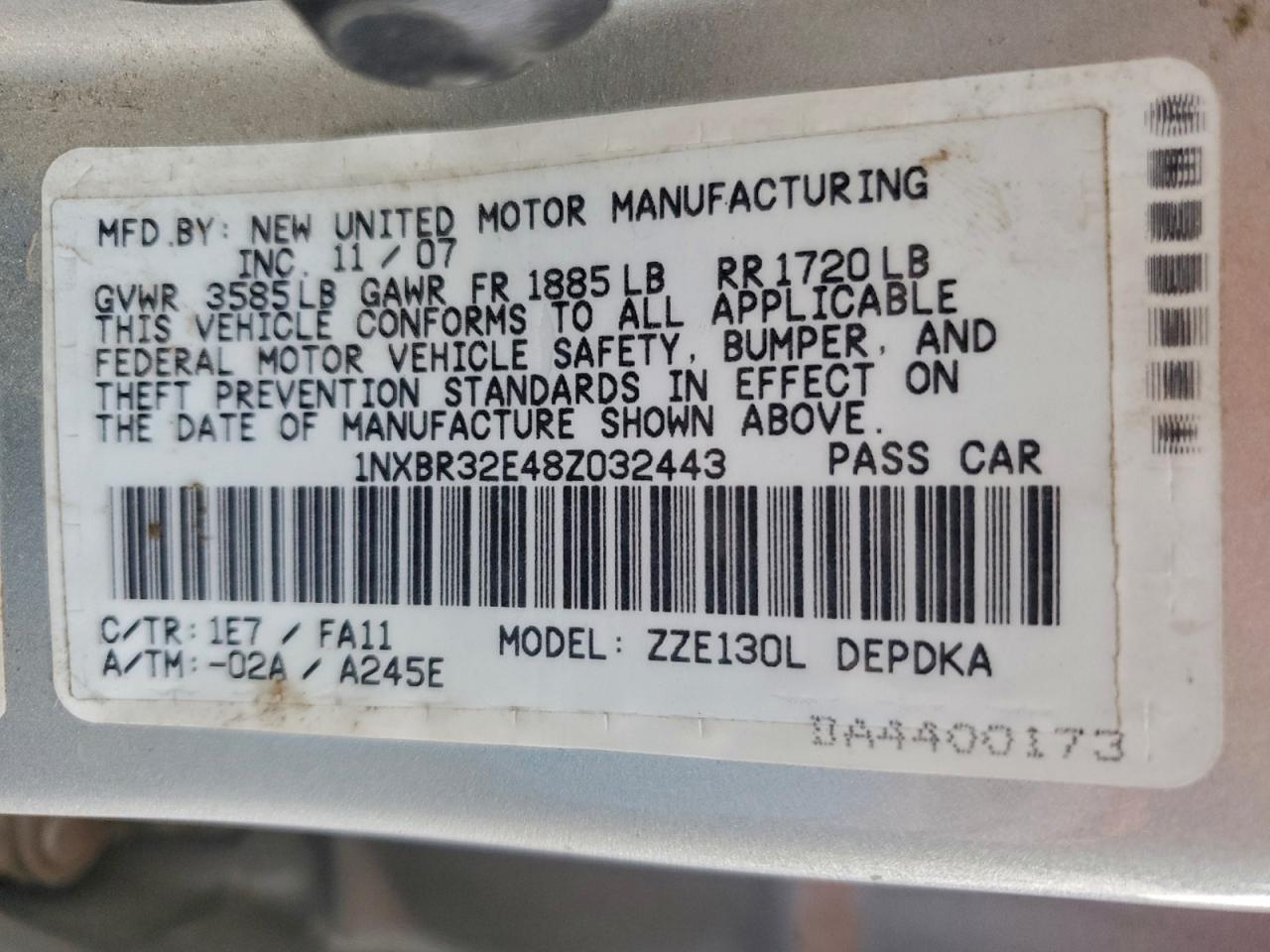 2008 TOYOTA COROLLA CE photo 37