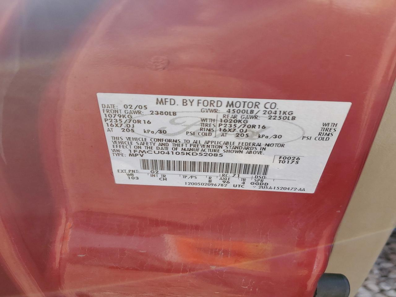2005 FORD ESCAPE LIMITED photo 12