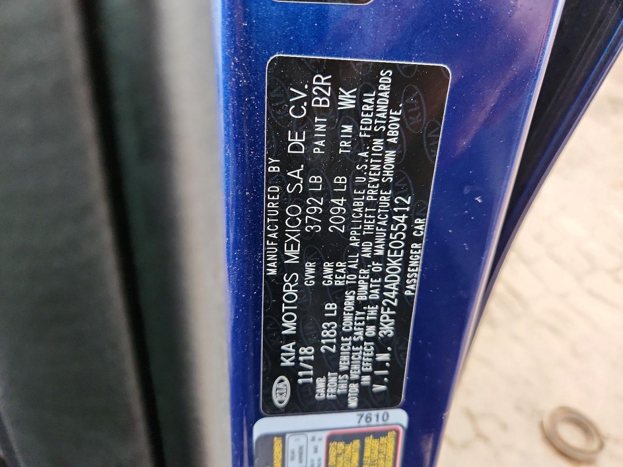 2019 KIA FORTE FE photo 12