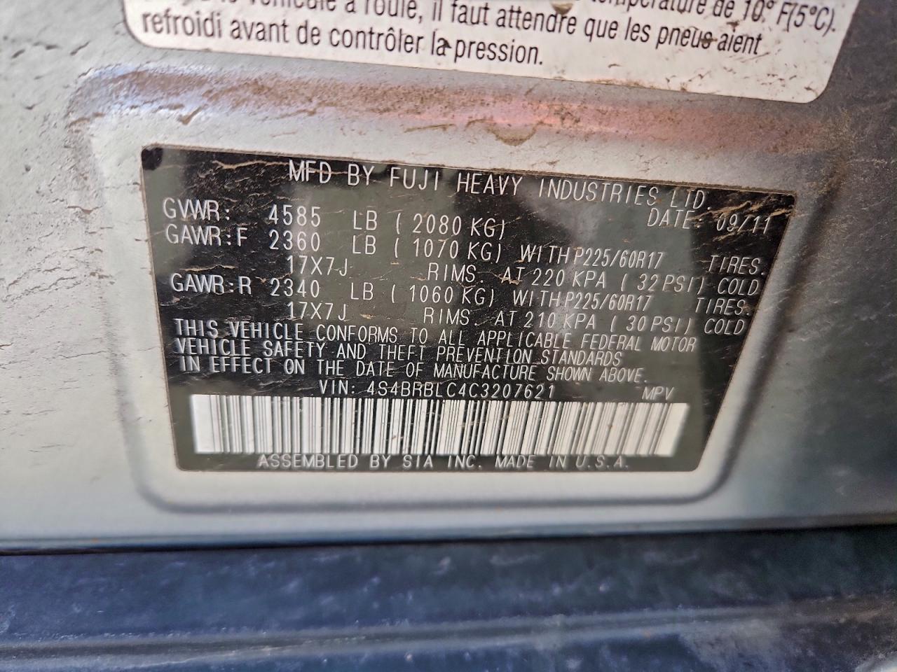 2012 SUBARU OUTBACK 2.5I LIMITED photo 13