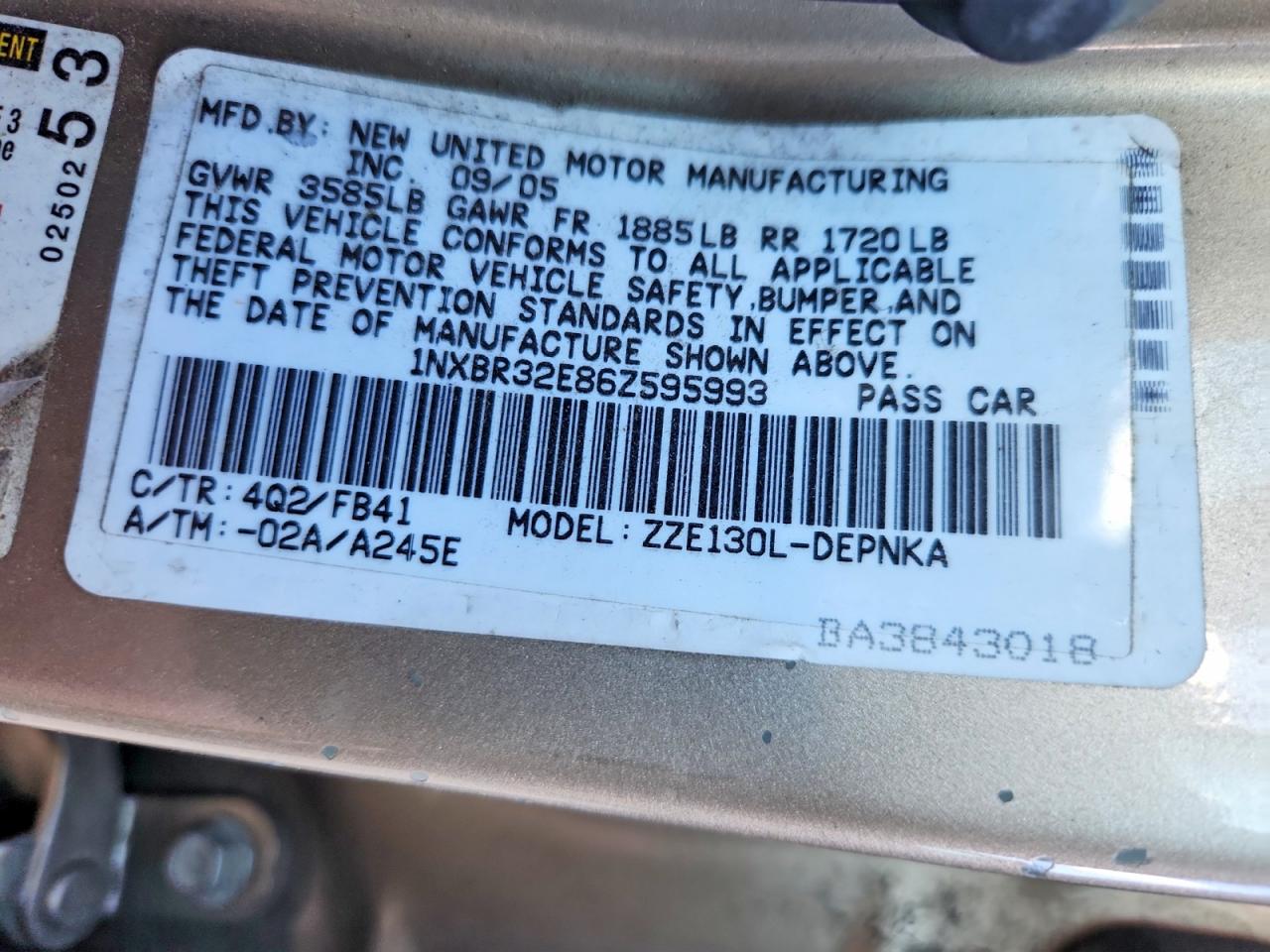 2006 TOYOTA COROLLA CE photo 12