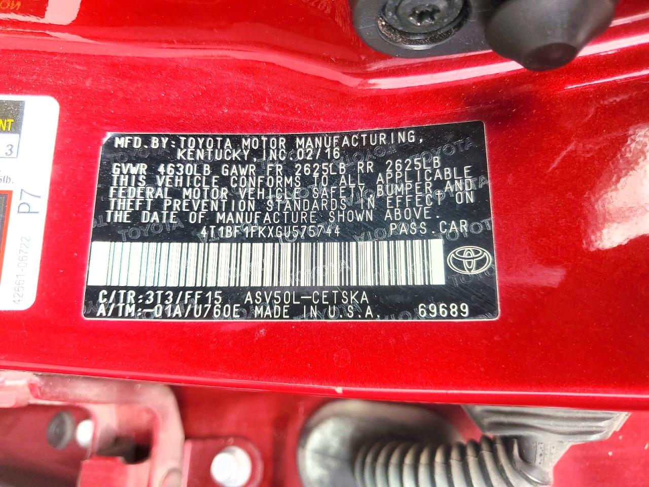 2016 TOYOTA CAMRY LE photo 12
