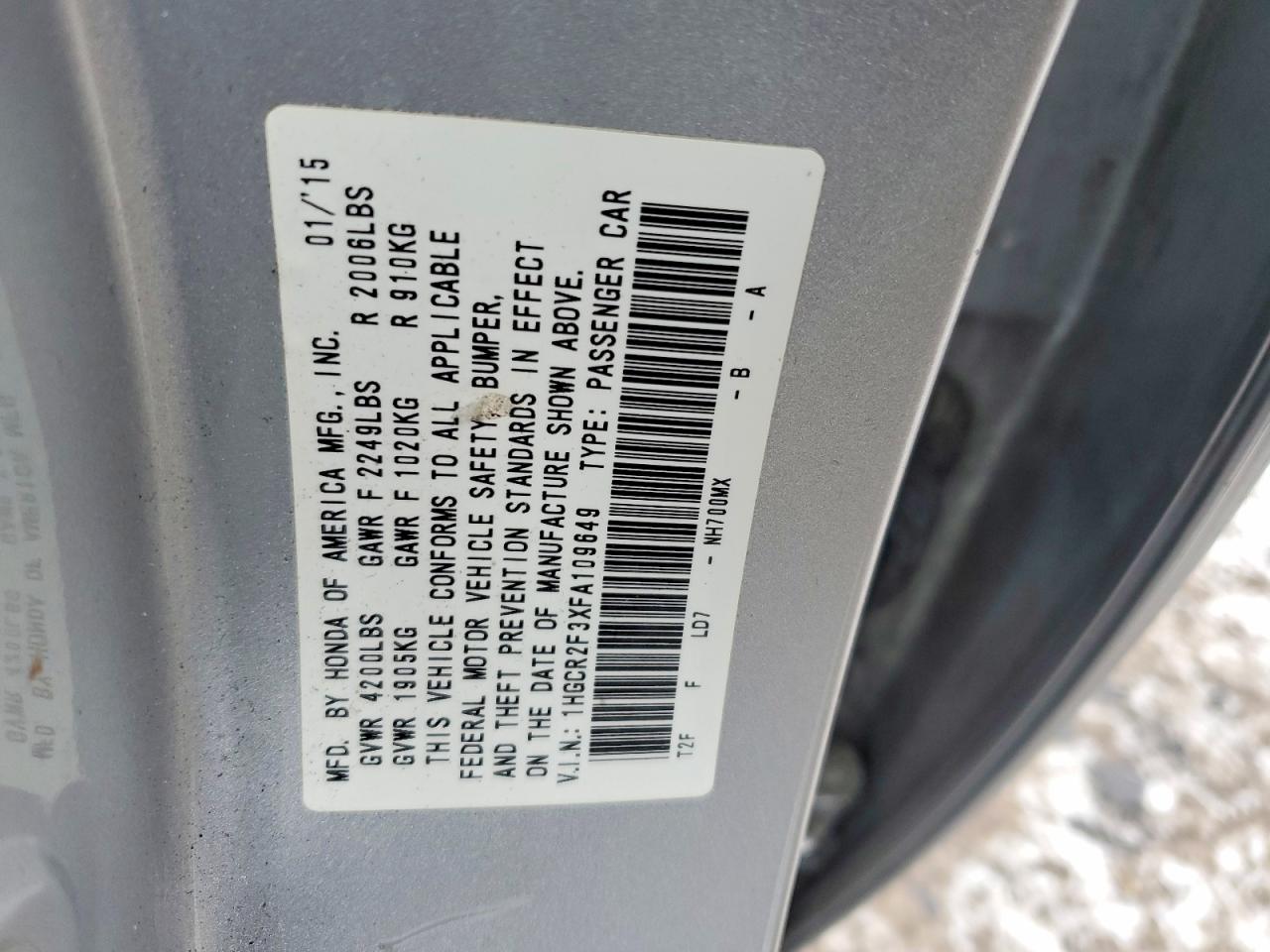 2015 HONDA ACCORD LX photo 23