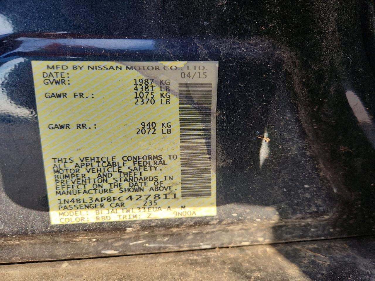 2015 NISSAN ALTIMA 3.5S photo 12