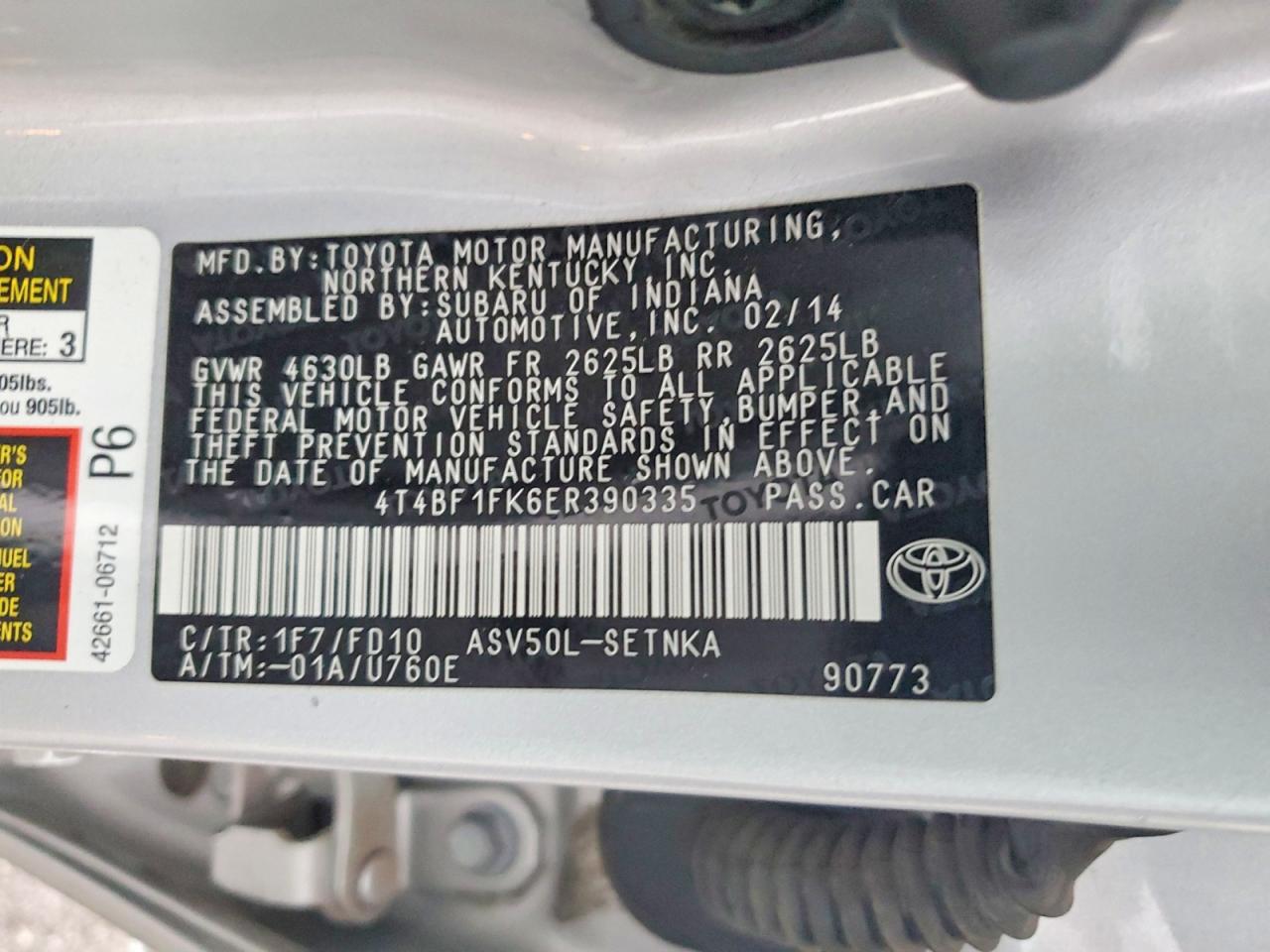 2014 TOYOTA CAMRY photo 12