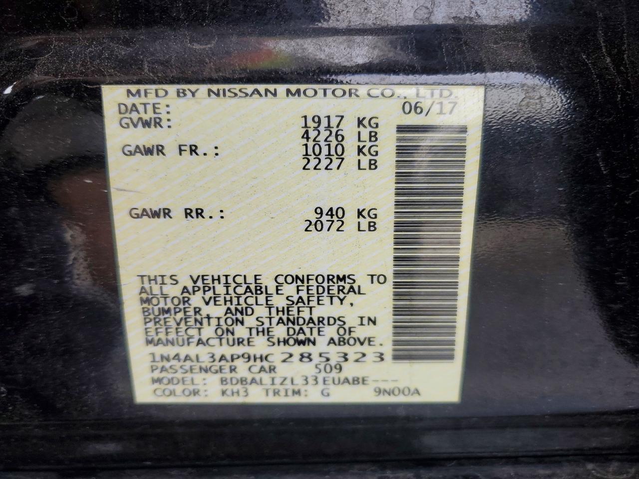 2017 NISSAN ALTIMA 2.5 photo 12