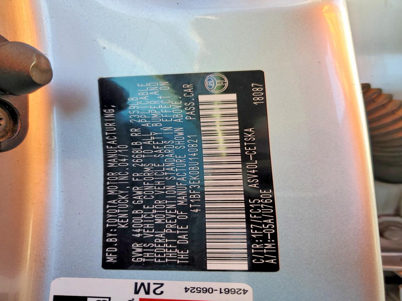 2011 TOYOTA CAMRY BASE photo 34