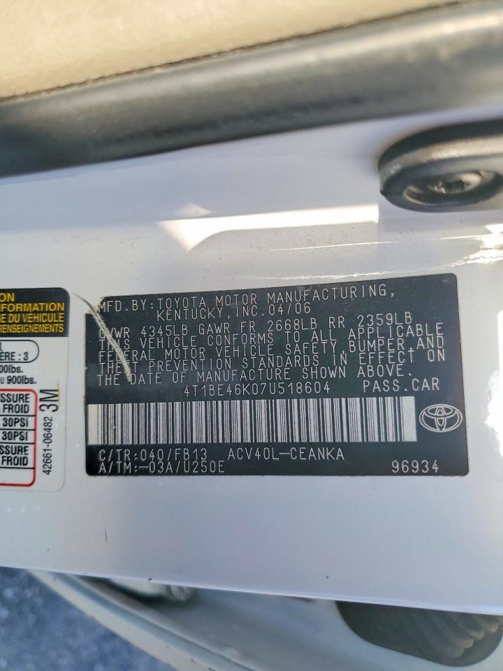 2007 TOYOTA CAMRY CE photo 13