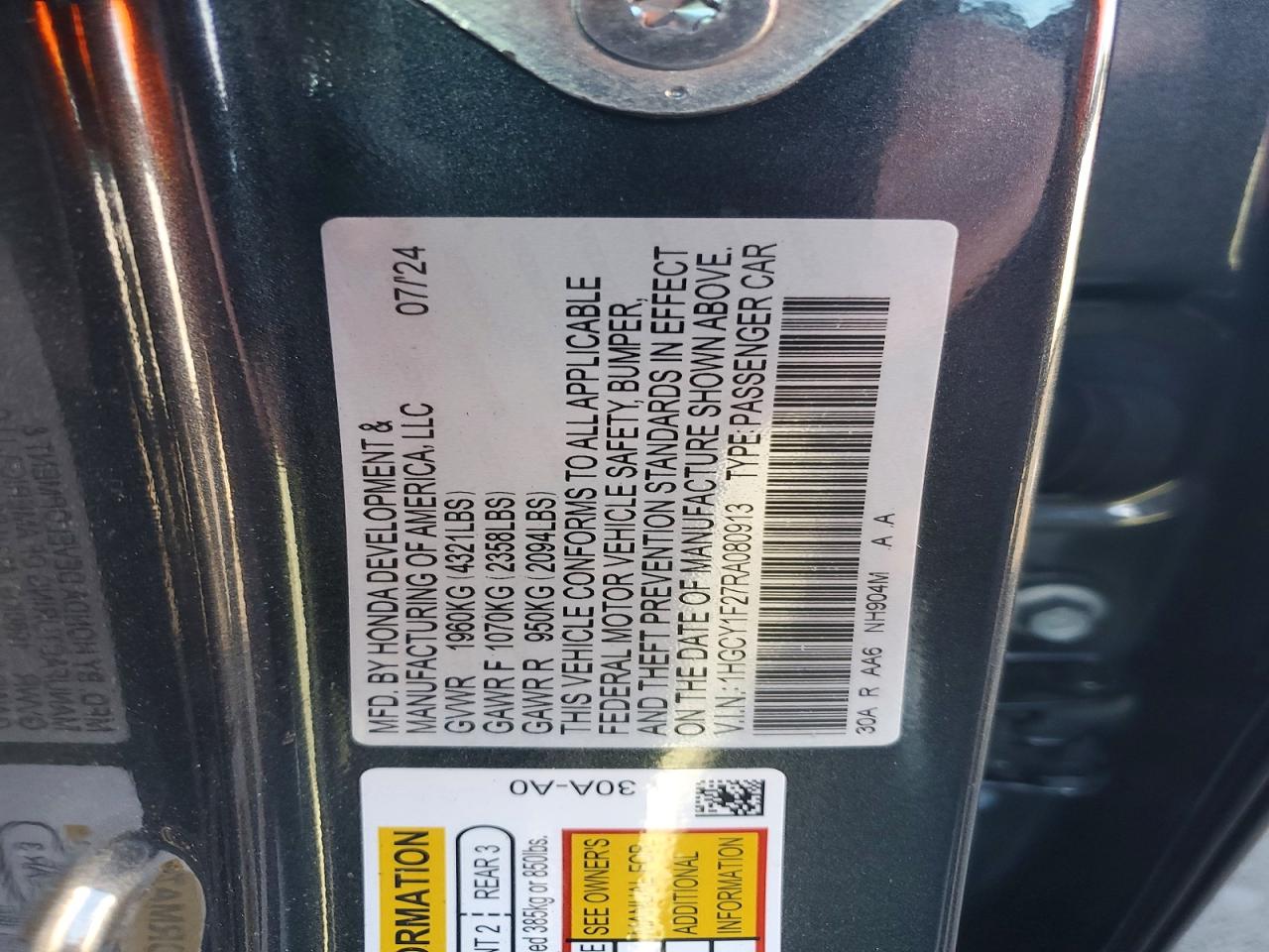2024 HONDA ACCORD LX photo 12