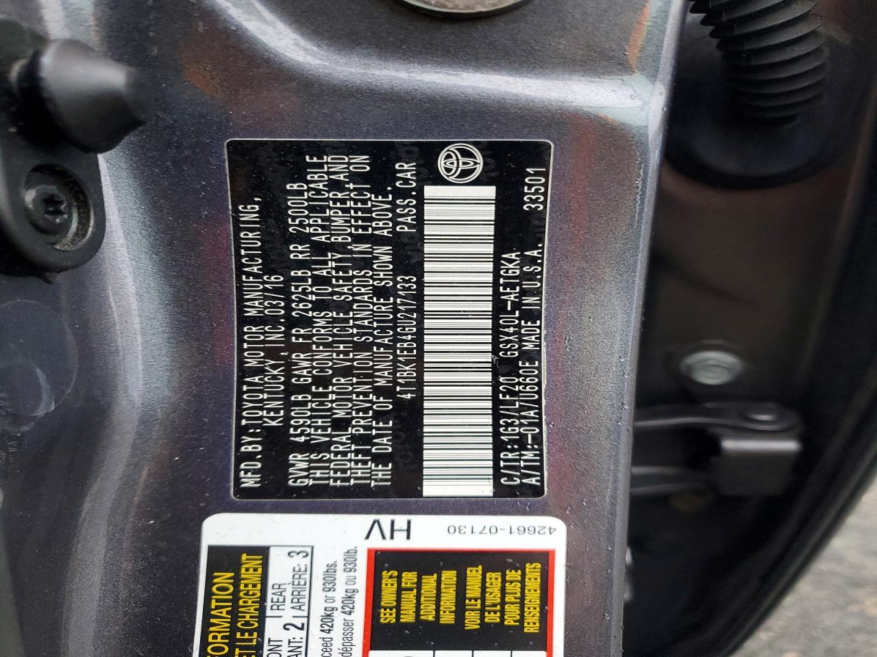 2016 TOYOTA AVALON XLE photo 12