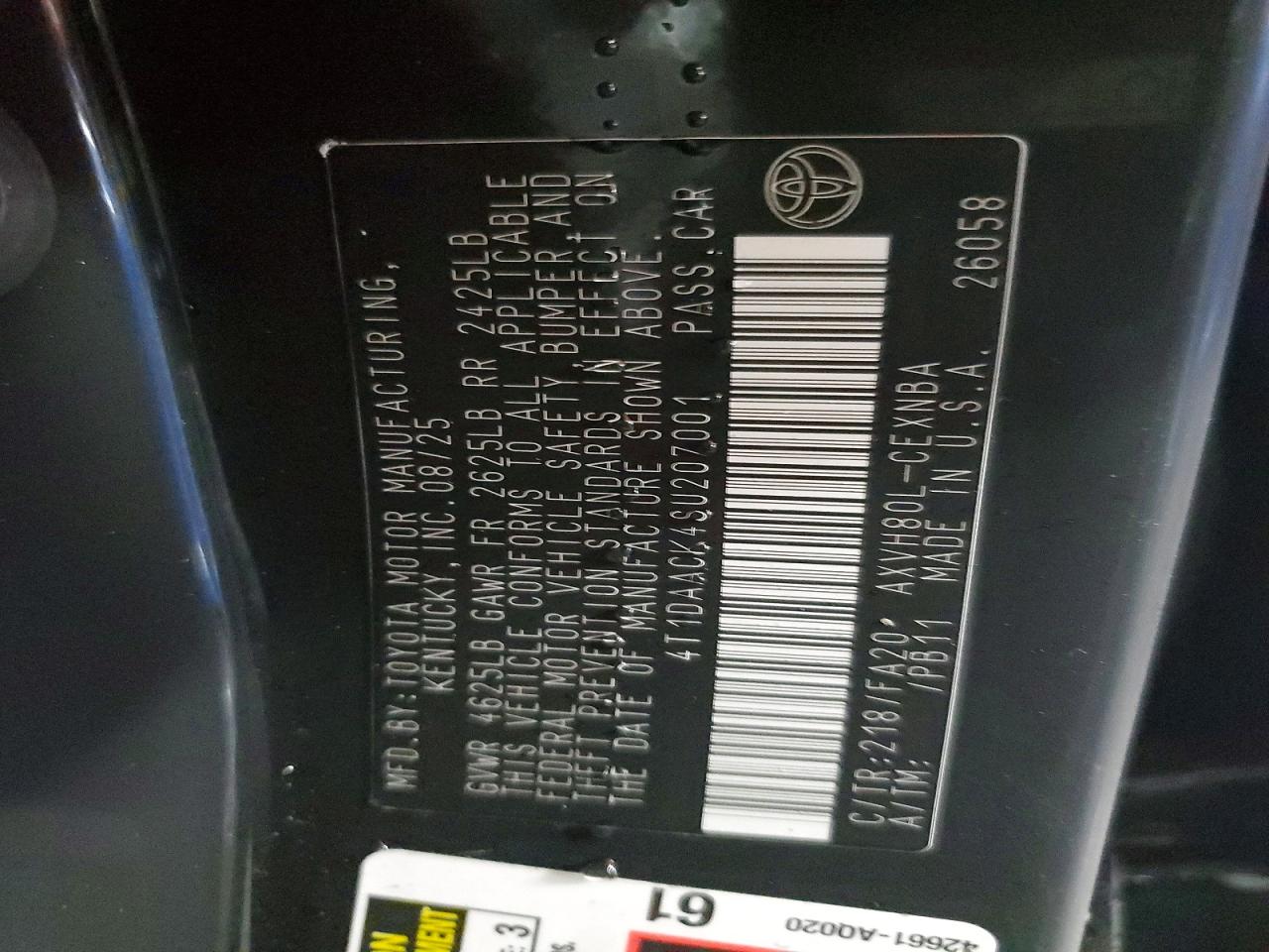 2025 TOYOTA CAMRY LE photo 12
