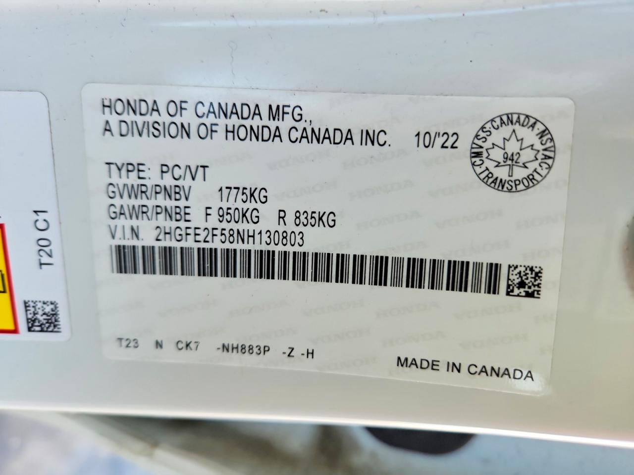 2022 HONDA CIVIC SPORT photo 12