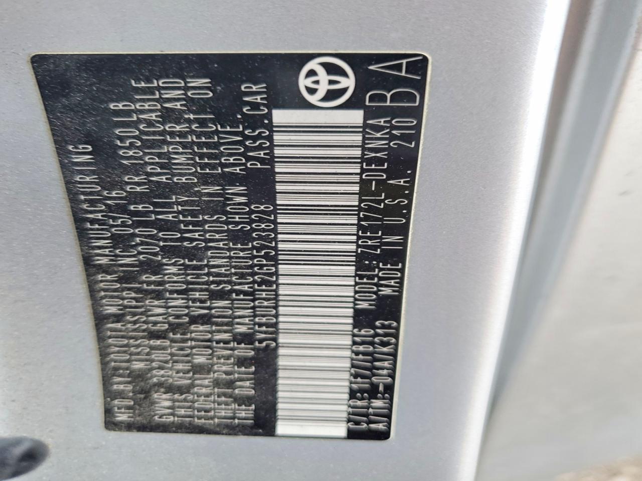 2016 TOYOTA COROLLA L photo 12