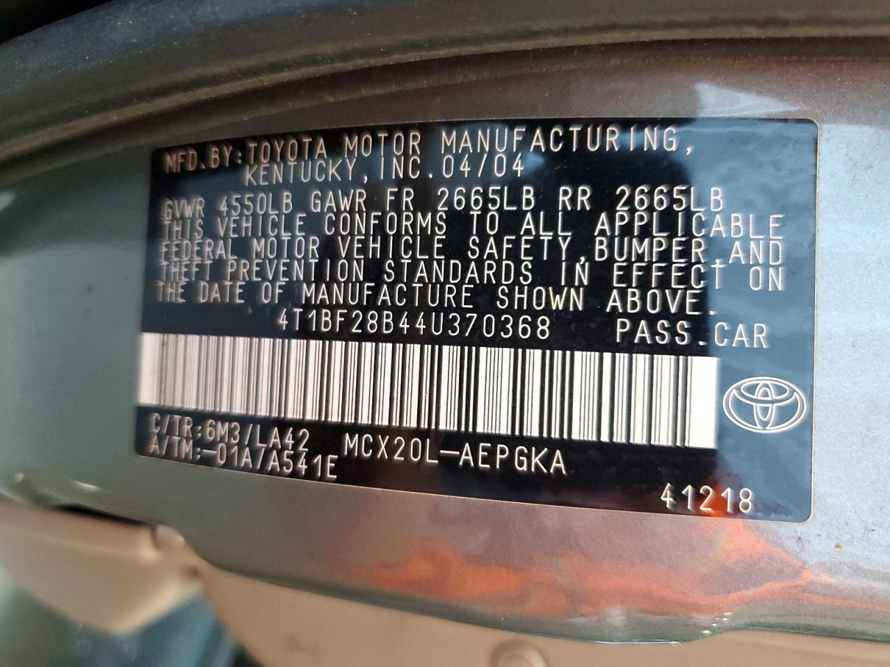2004 TOYOTA AVALON XLS photo 12
