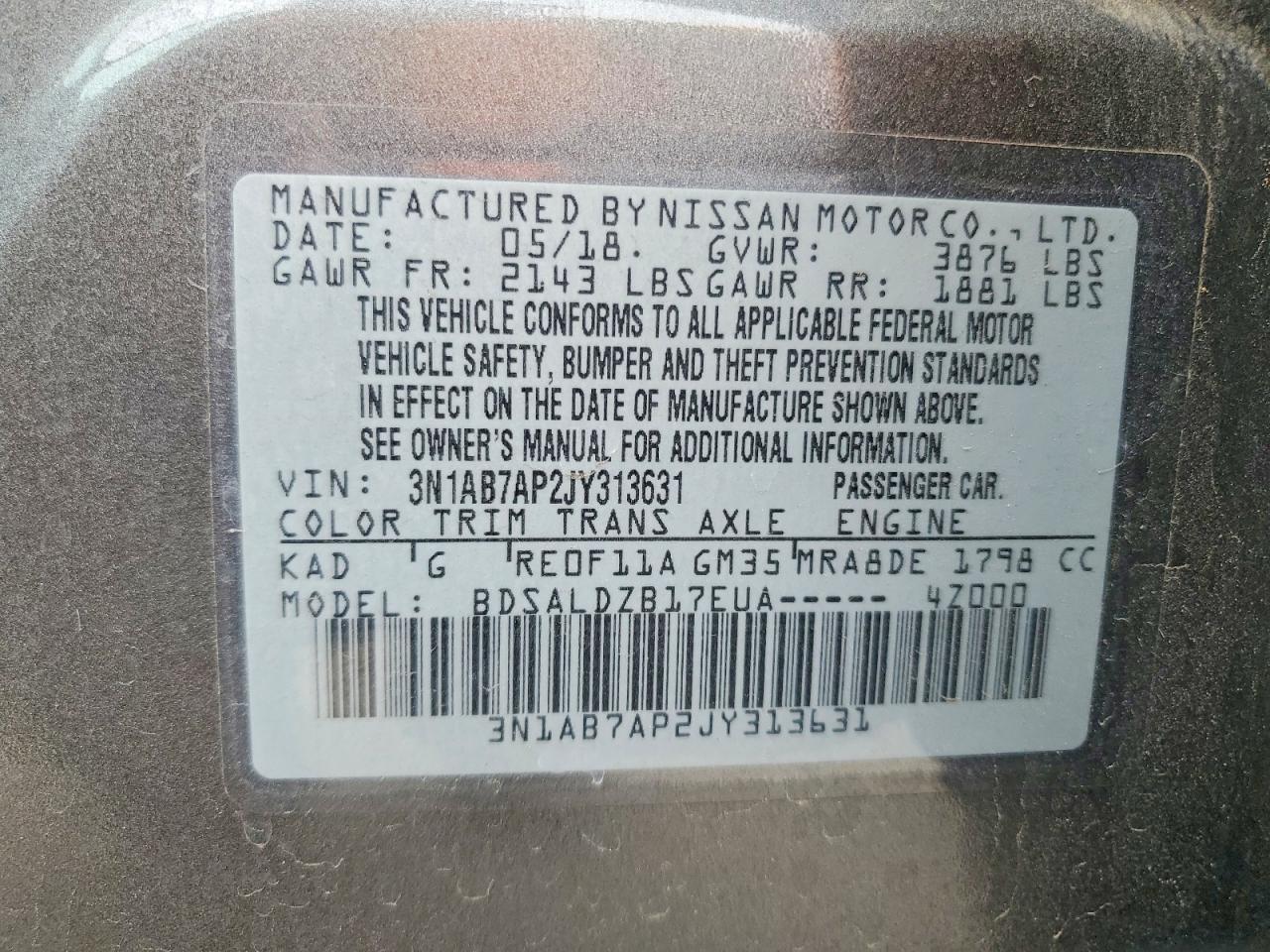 2018 NISSAN SENTRA S photo 12