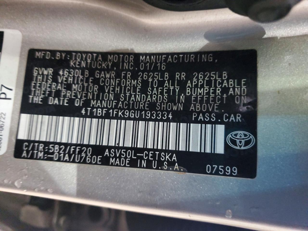 2016 TOYOTA CAMRY LE photo 13