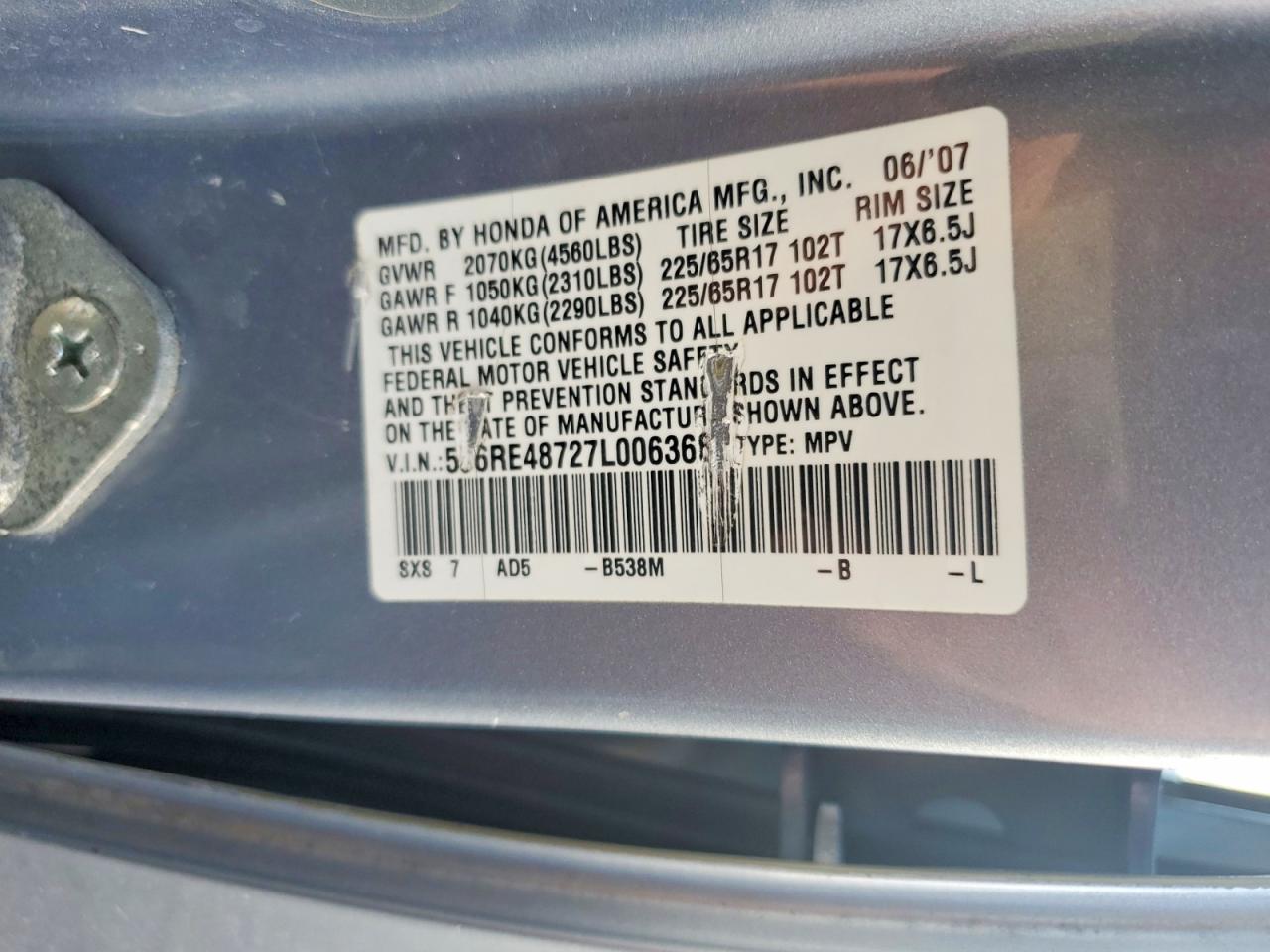 2007 HONDA CR-V EXL photo 13
