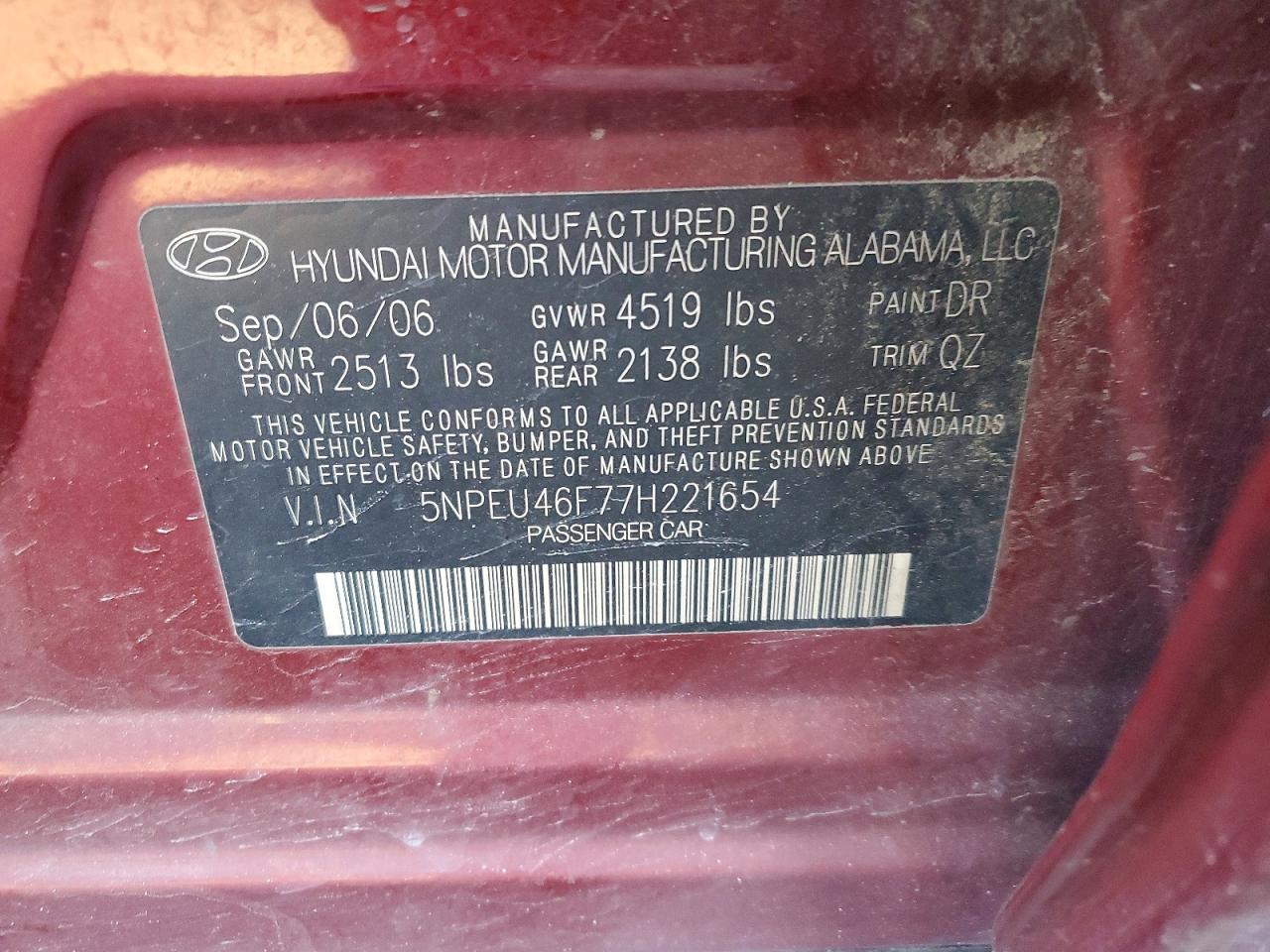 2007 HYUNDAI SONATA SE photo 12