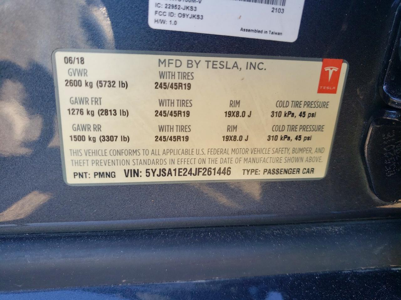 2018 TESLA MODEL S photo 12