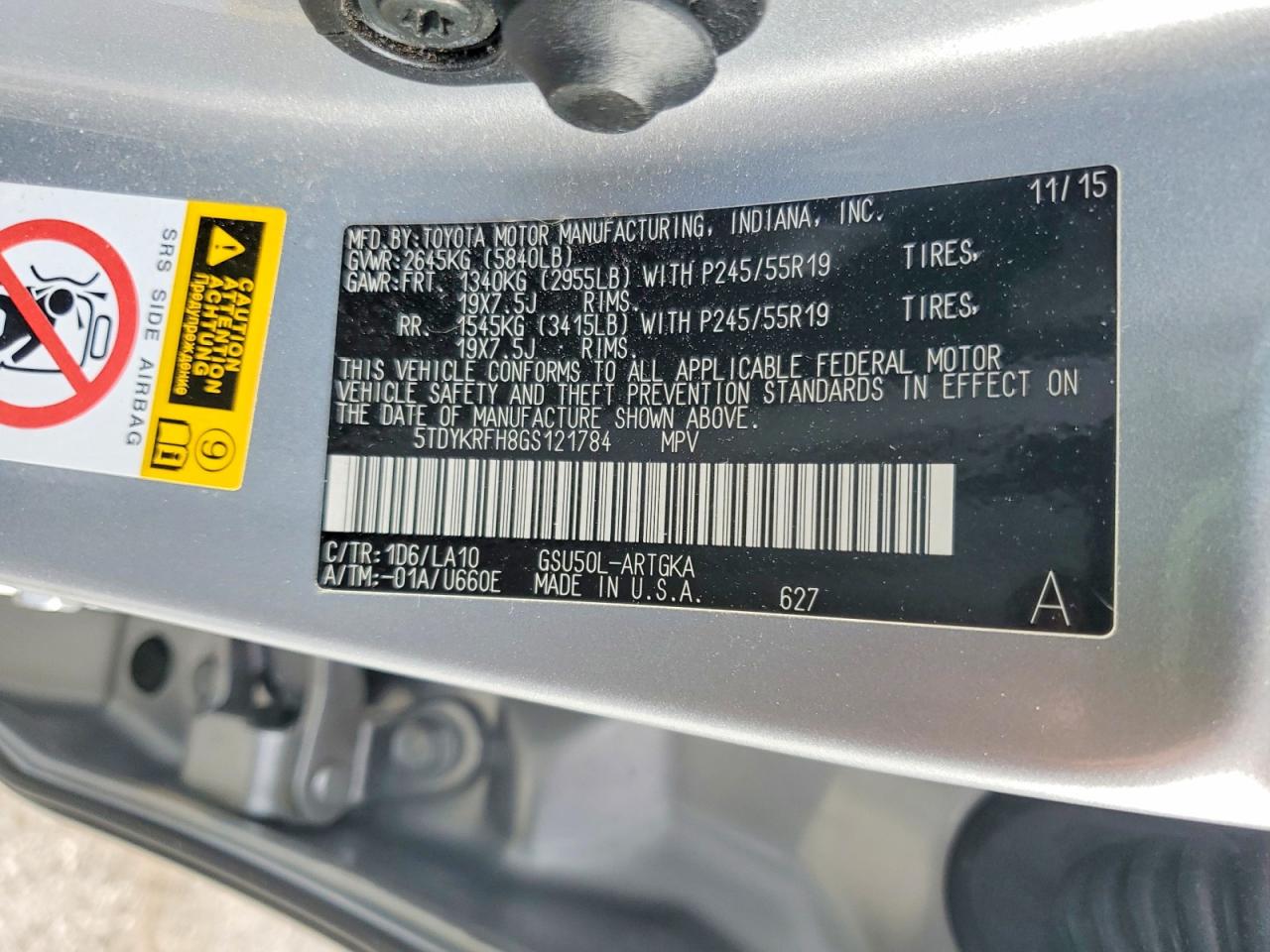 2016 TOYOTA HIGHLANDER LIMITED photo 13