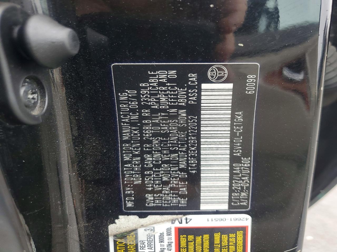 2011 TOYOTA CAMRY BASE photo 12