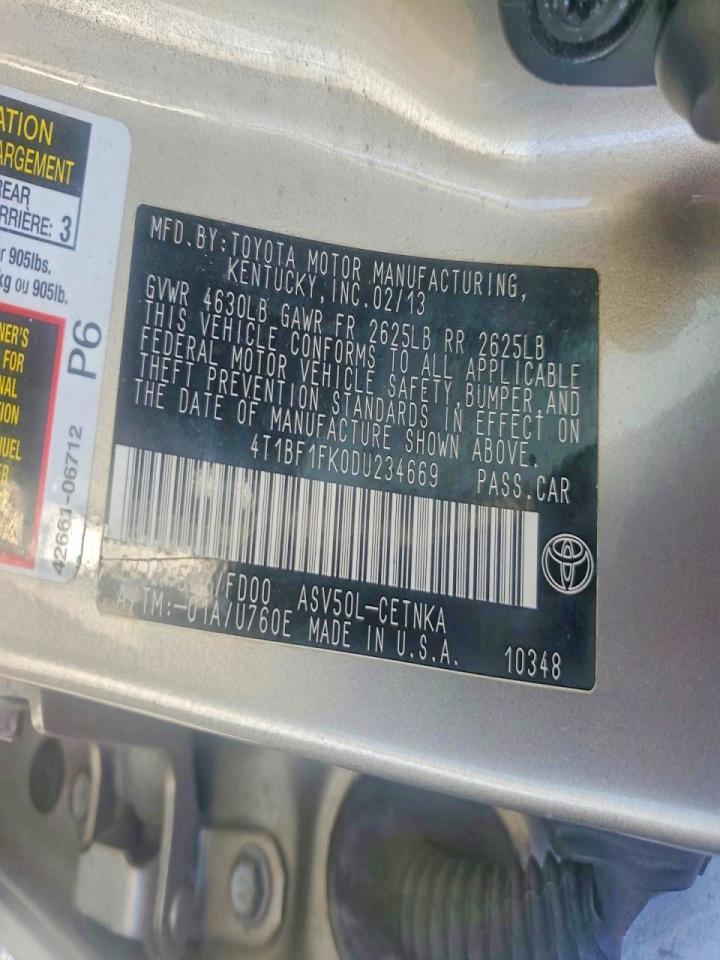2013 TOYOTA CAMRY L photo 12