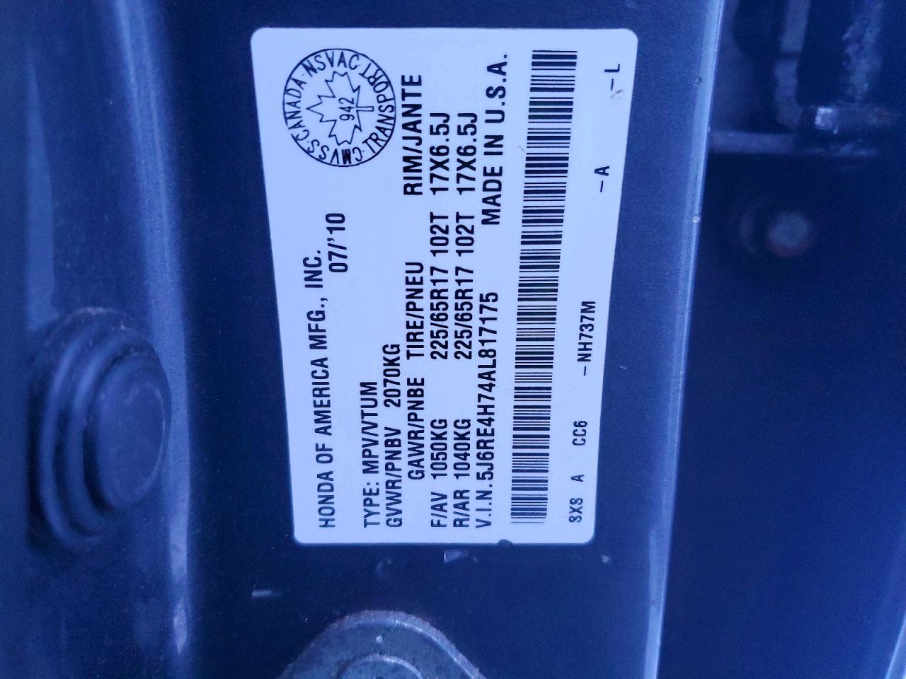 2010 HONDA CR-V EXL photo 14