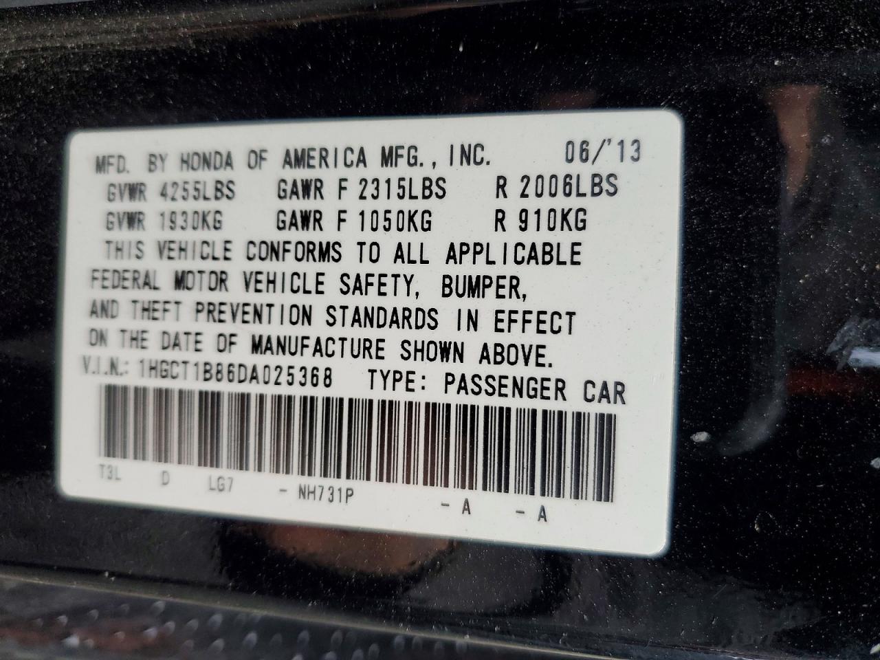 2013 HONDA ACCORD EXL photo 12