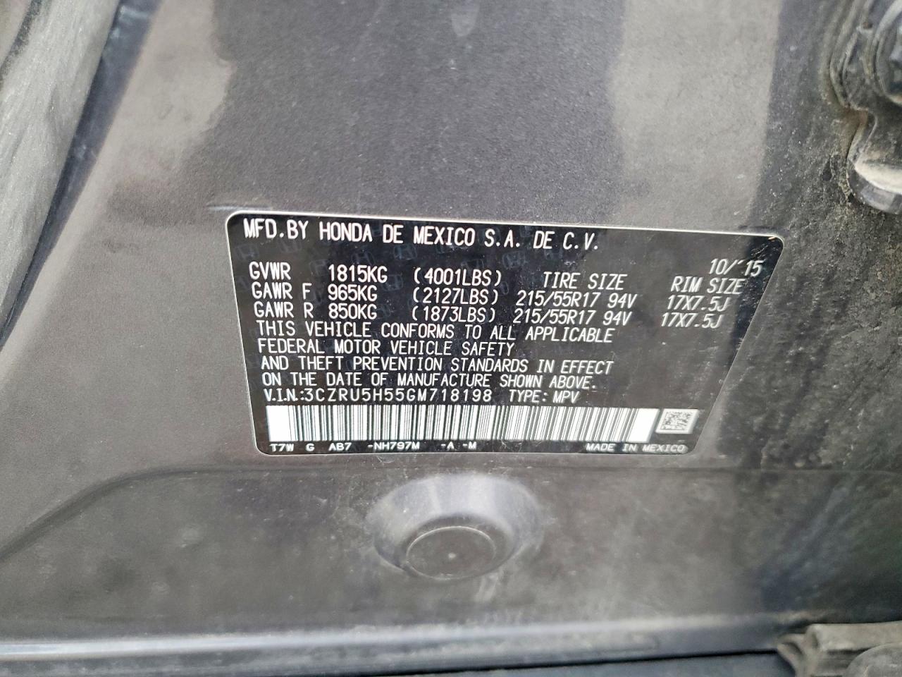 2016 HONDA HR-V EX photo 12