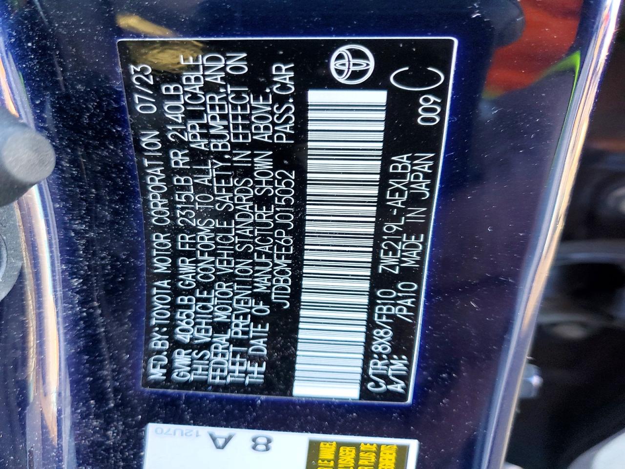 2023 TOYOTA COROLLA LE photo 13