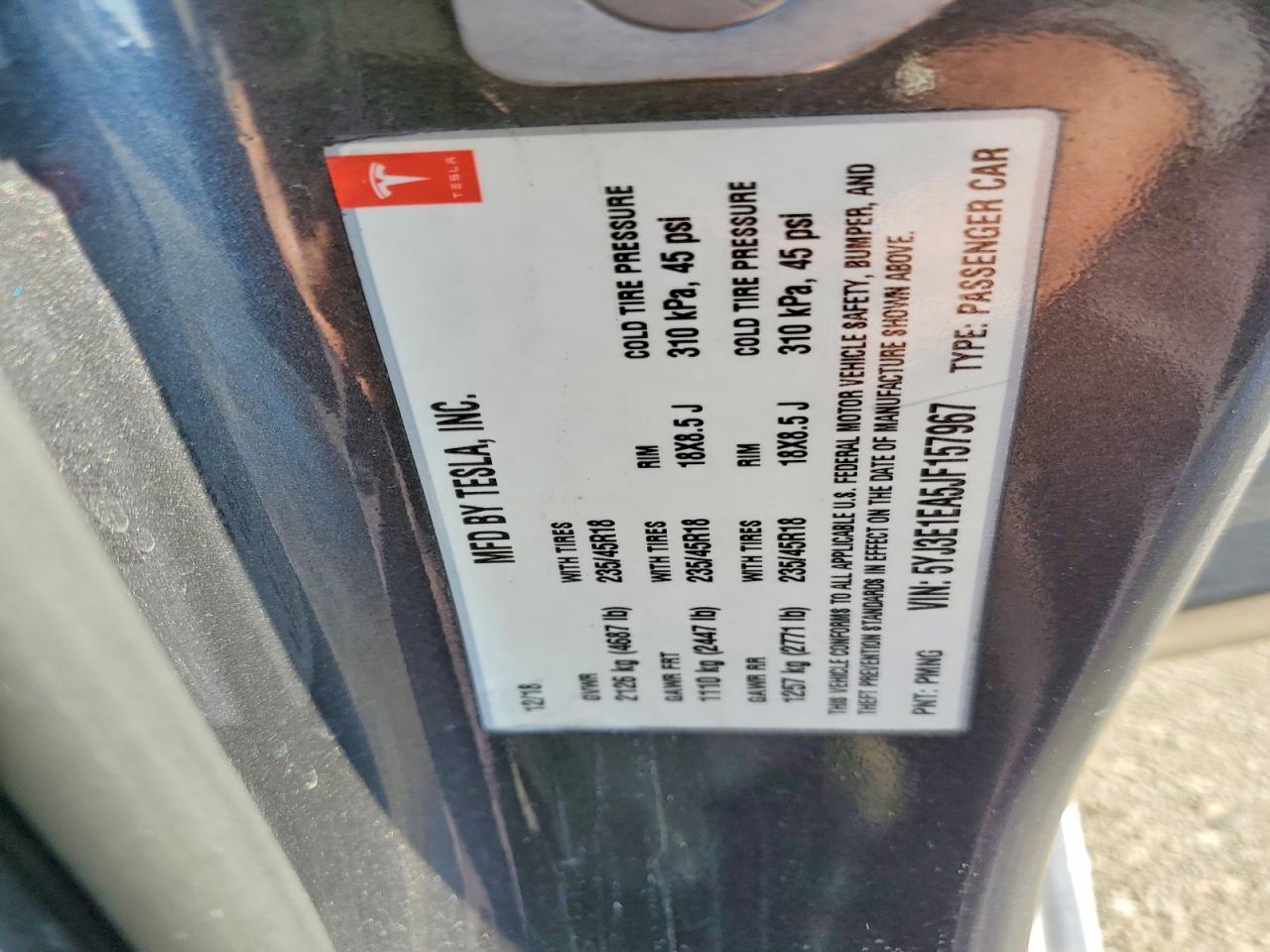 2018 TESLA MODEL 3 photo 12