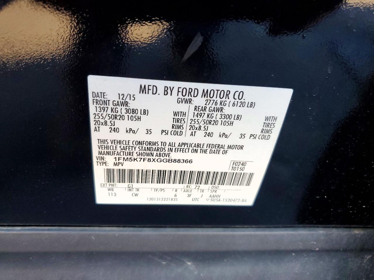 2016 FORD EXPLORER LIMITED photo 14
