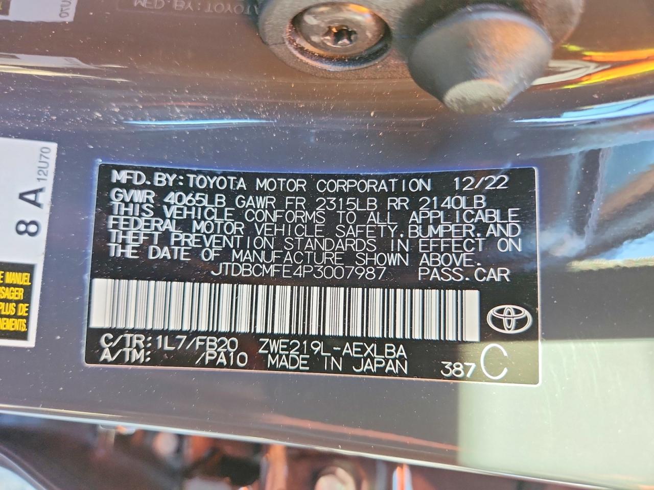 2023 TOYOTA COROLLA LE photo 13