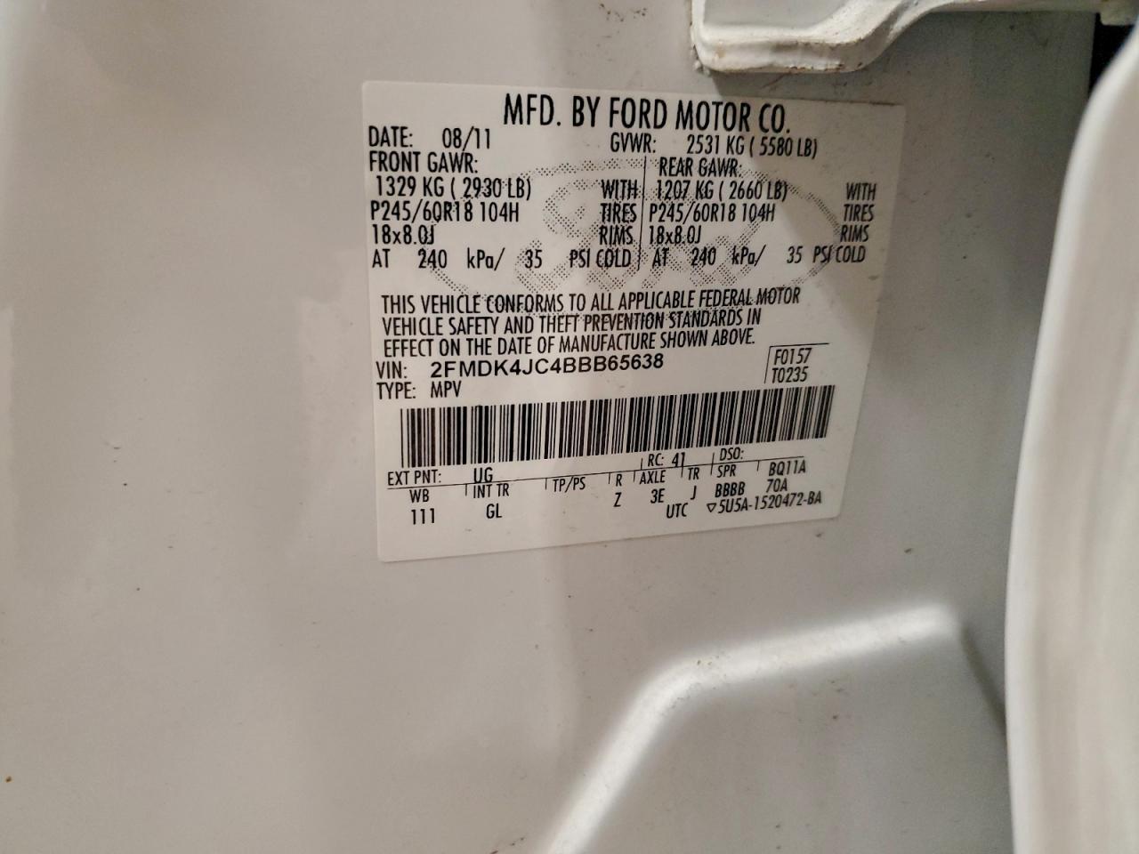 2011 FORD EDGE SEL photo 13