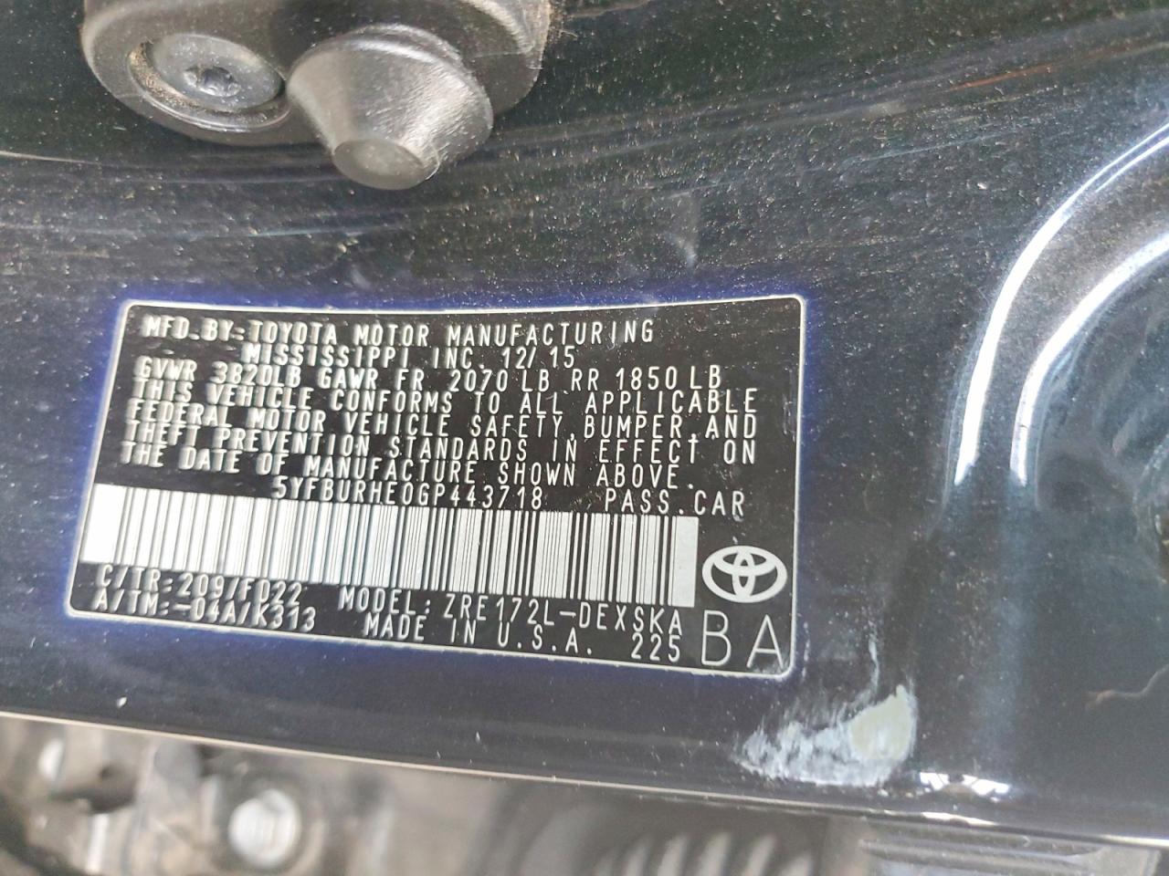 2016 TOYOTA COROLLA L photo 13