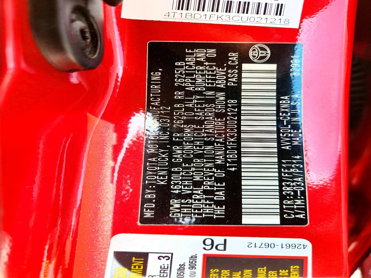 2012 TOYOTA CAMRY HYBRID photo 13
