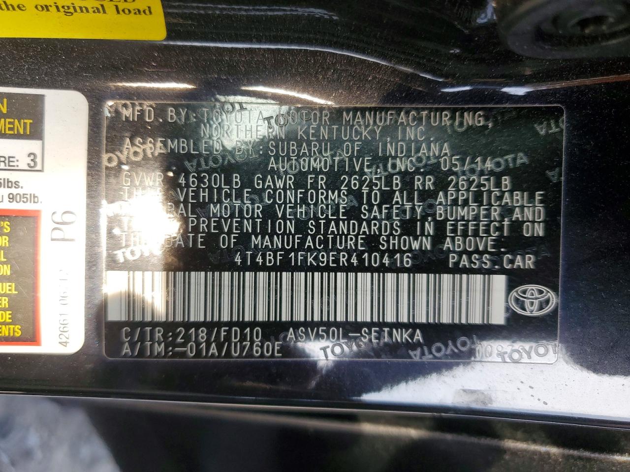 2014 TOYOTA CAMRY L photo 12