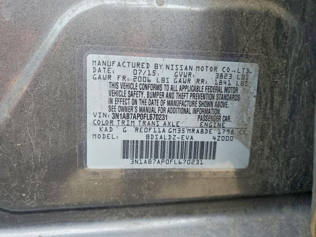 2015 NISSAN SENTRA S photo 13