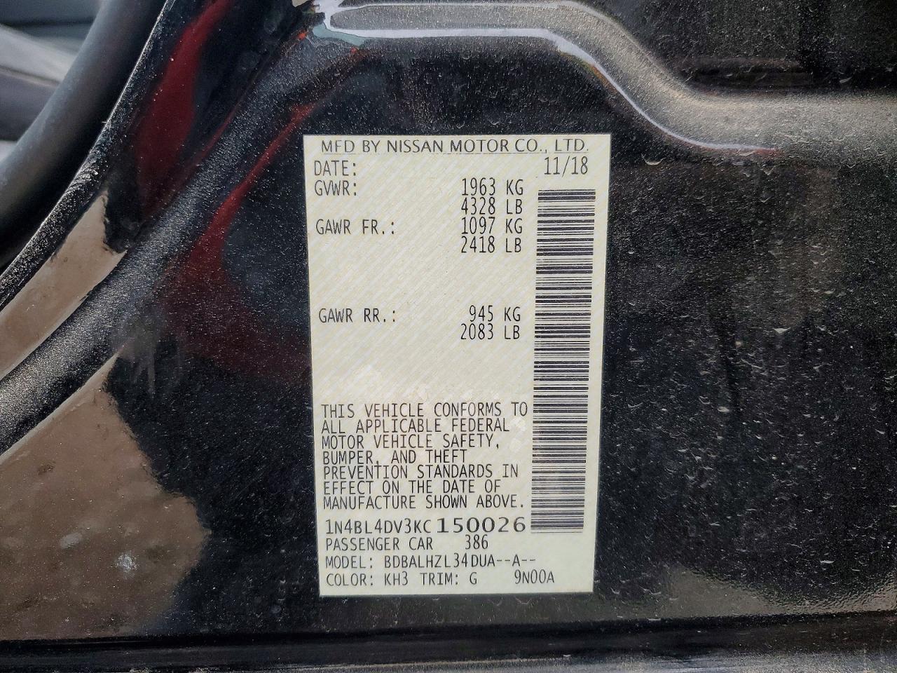 2019 NISSAN ALTIMA 2.5 SV photo 13