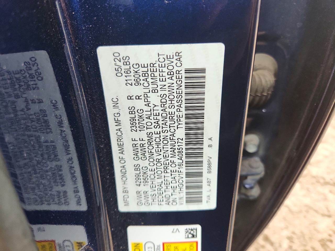 2020 HONDA ACCORD LX photo 23