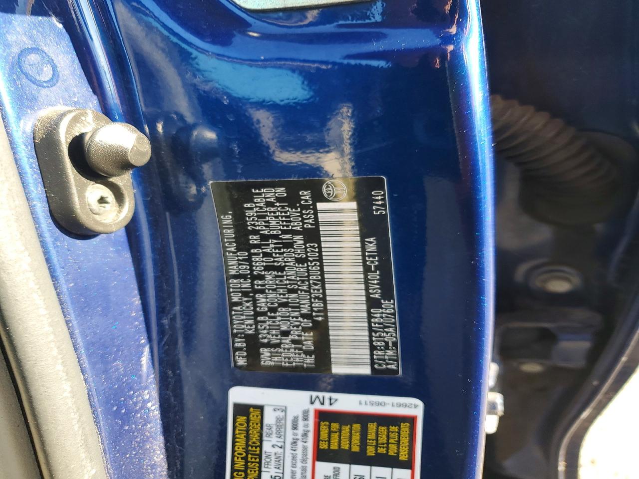 2011 TOYOTA CAMRY BASE photo 13