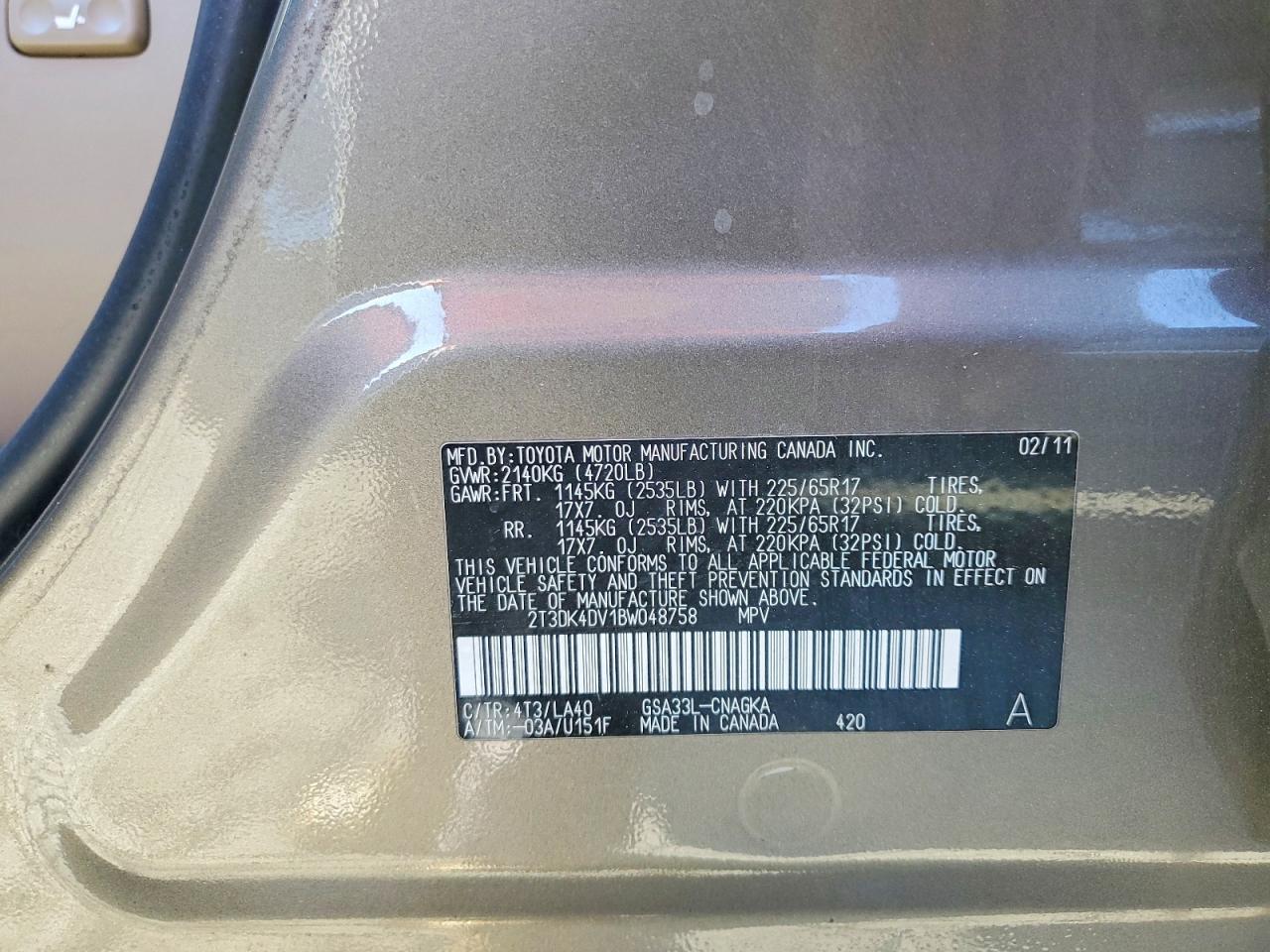 2011 TOYOTA RAV4 LIMITED photo 13